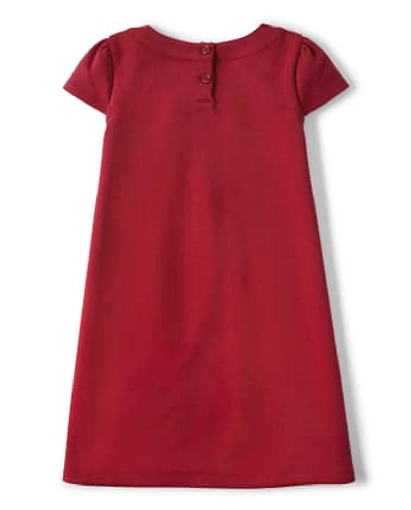 Girls Jeweled Ponte Dress - Family Celebrations Red