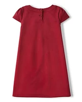 Girls Jeweled Ponte Dress - Family Celebrations Red