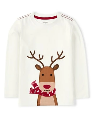 Boys Embroidered Reindeer Top - Cheer