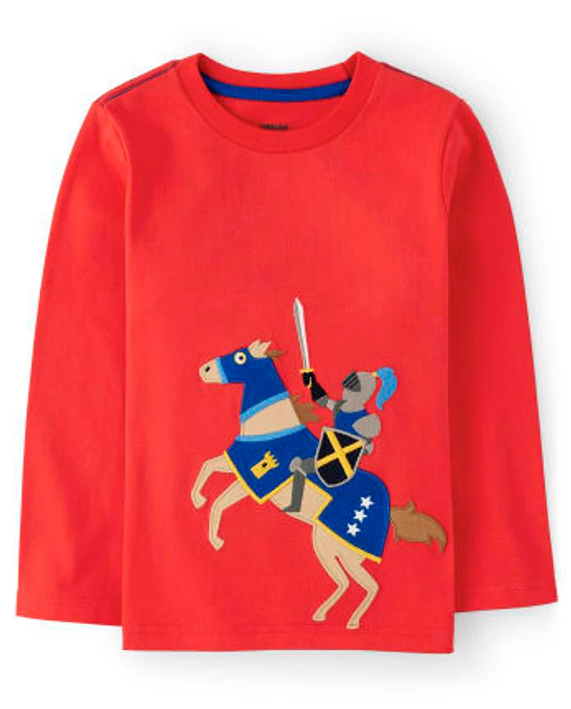 Boys Embroidered Knight Top - Knights and Dragons