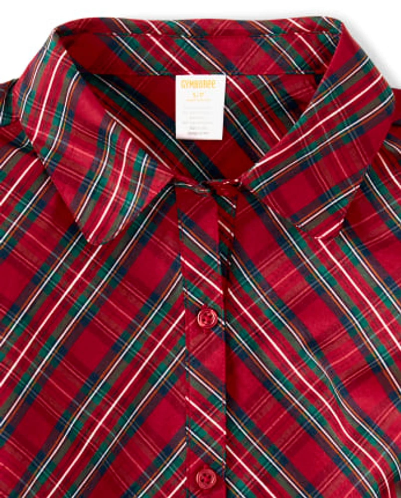 Womens Plaid Shirt Dress - Family Celebrations Red