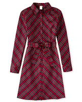 Womens Plaid Shirt Dress - Family Celebrations Red