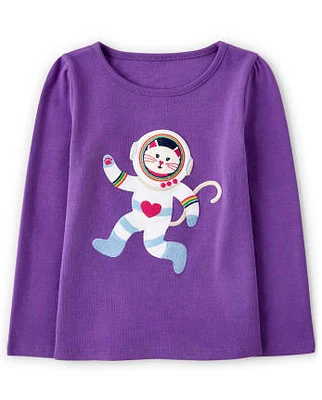 Girls Embroidered Astronaut Top - Comet Club