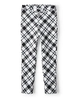 Girls Plaid Ponte Jeggings - Reindeer Cheer