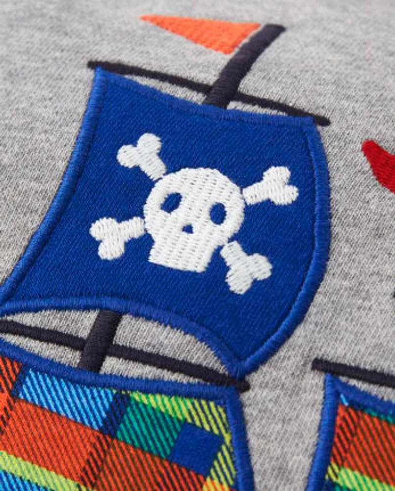 Boys Embroidered Pirate Ship Sweatshirt - Aye Matey