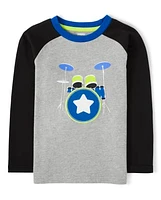 Boys Embroidered Drums Raglan Top - Rock Academy