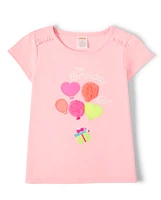 Girls Embroidered Balloons Top - Birthday Boutique