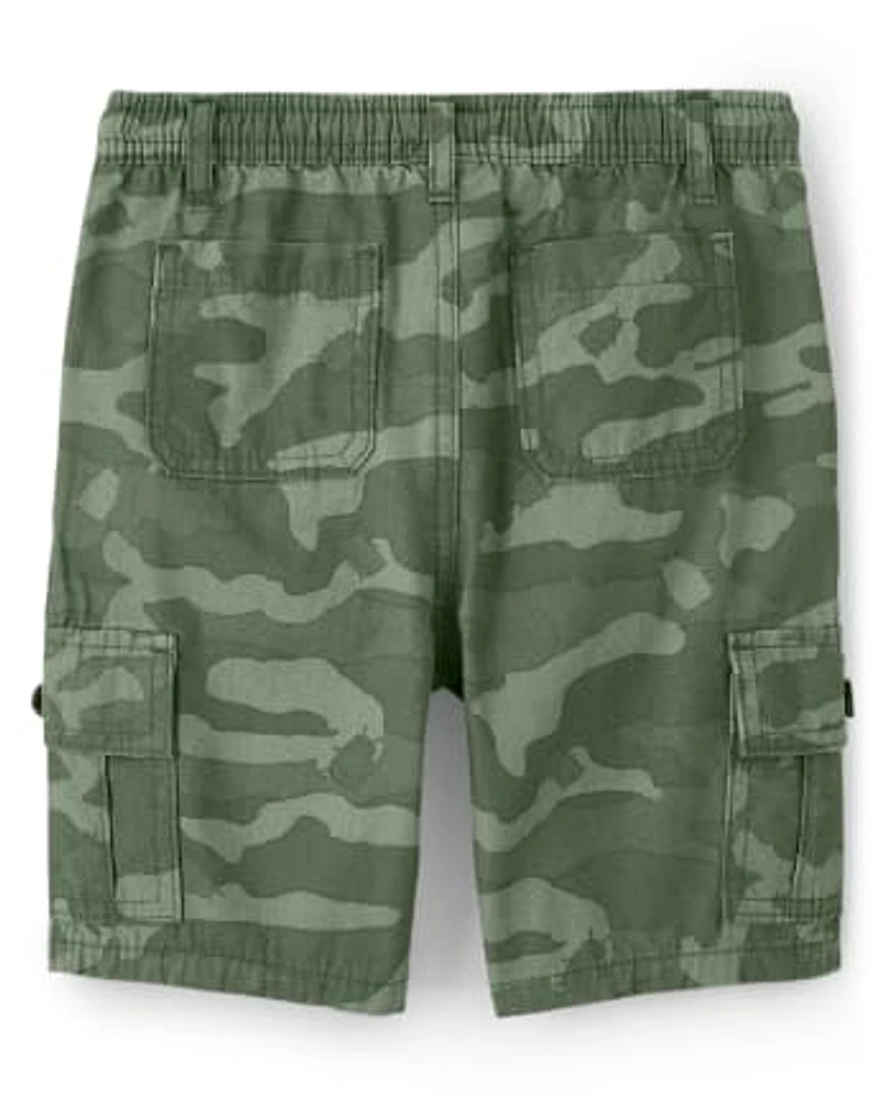 Boys Camo Pull On Cargo Shorts - Backyard Explorer