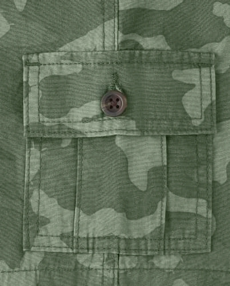 Boys Camo Pull On Cargo Shorts - Backyard Explorer