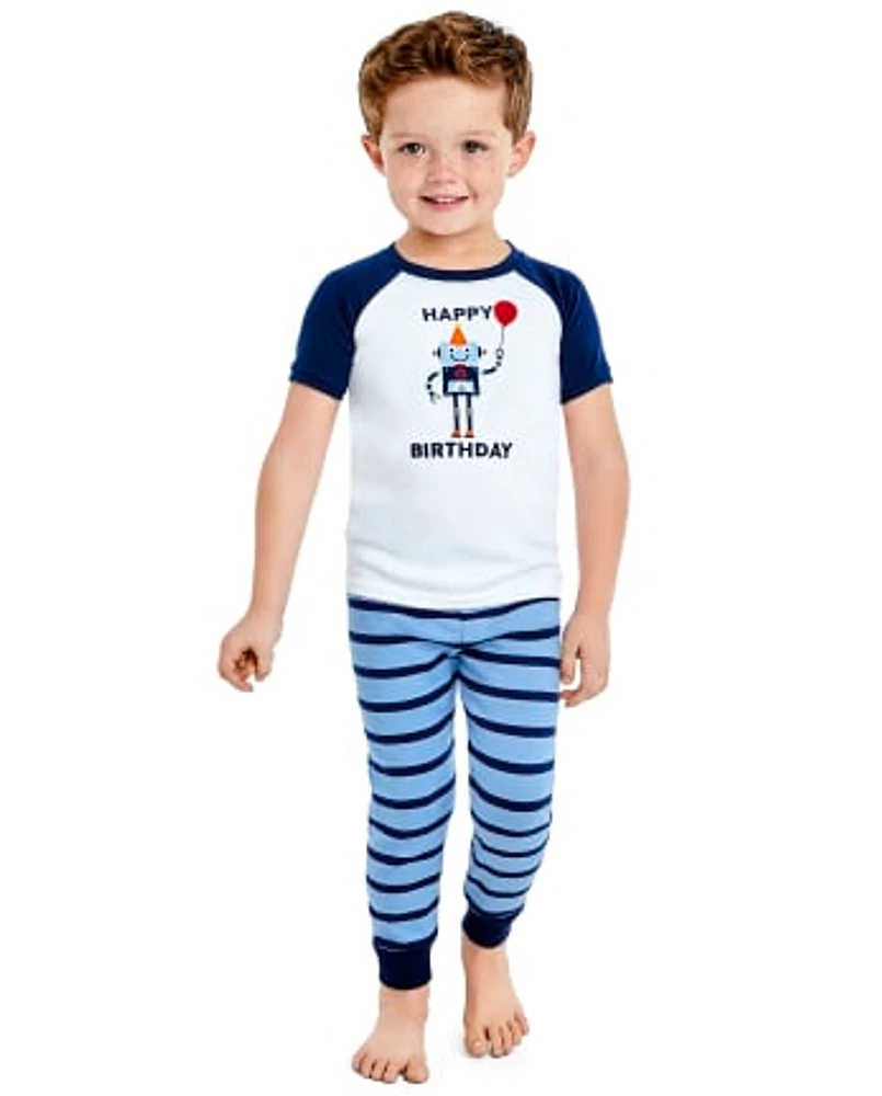 Boys Birthday Robot Snug Fit Cotton Pajamas - Gymmies