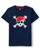 Boys Embroidered Skull Top - Aye Matey