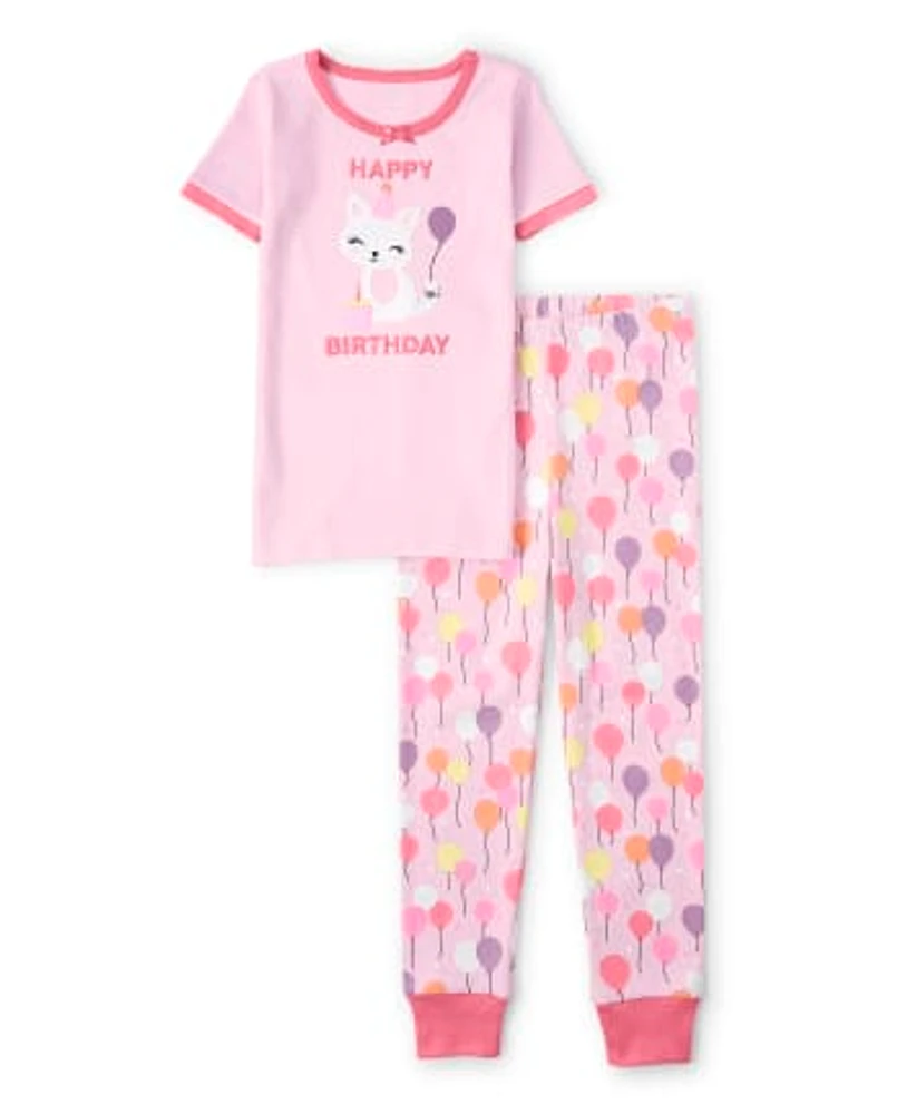 Pyjama en coton Coupe ajustée Fille Birthday Cat - Gymmies