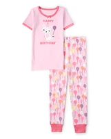 Girls Birthday Cat Snug Fit Cotton Pajamas - Gymmies