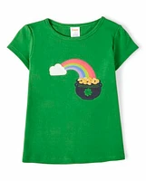 Girls Embroidered Rainbow Top - Little Leprechaun