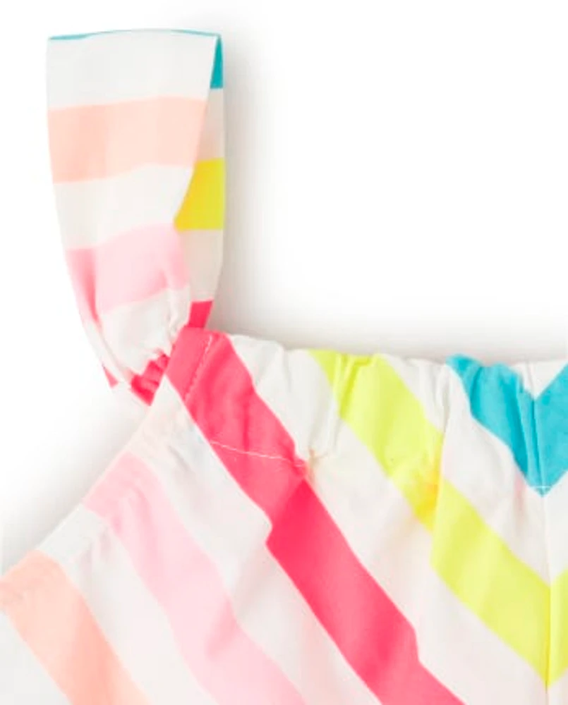 Girls Striped Bow Top - Popsicle Party