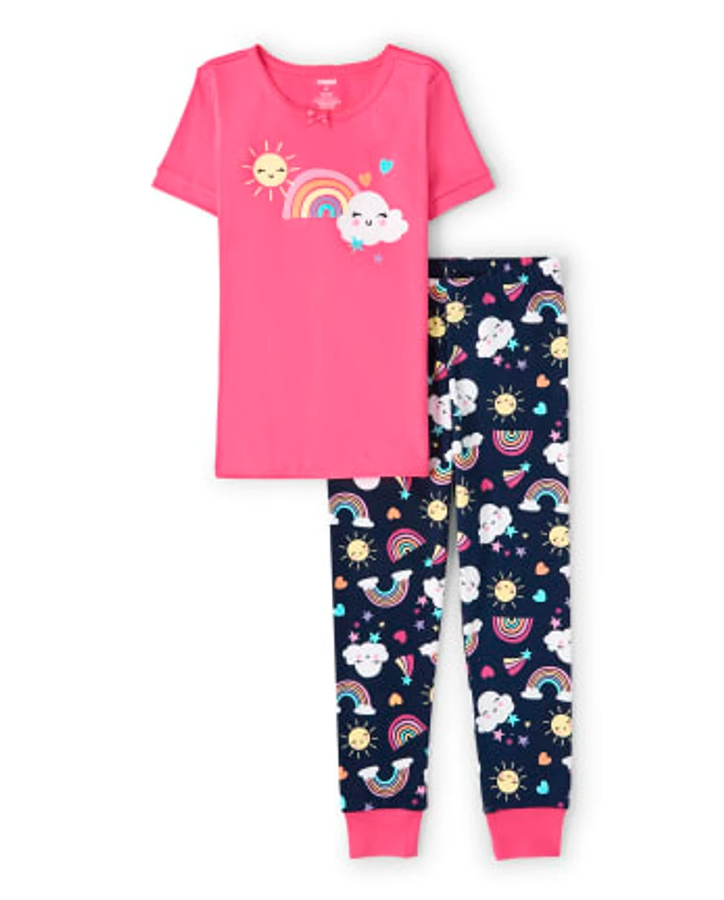 Girls Rainbow Snug Fit Cotton Pajamas - Gymmies