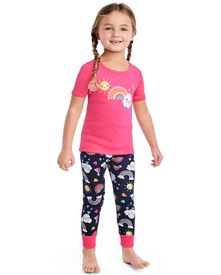 Girls Rainbow Snug Fit Cotton Pajamas - Gymmies