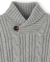 Boys Cable Knit Shawl Sweater