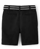 Short chino ceinturé pour garçon avec résistance aux taches et plis