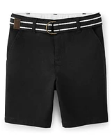 Short chino ceinturé pour garçon avec résistance aux taches et plis