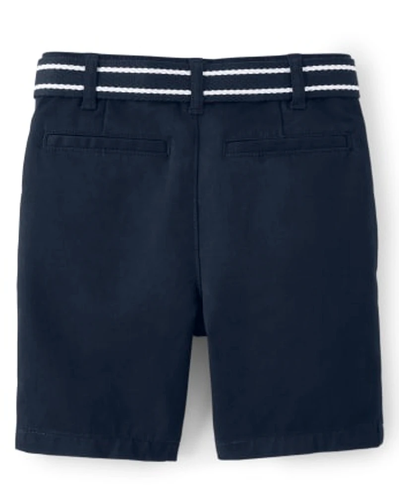 Boys Stain and Wrinkle-Resistant Belted Chino Shorts