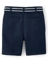 Boys Stain and Wrinkle-Resistant Belted Chino Shorts