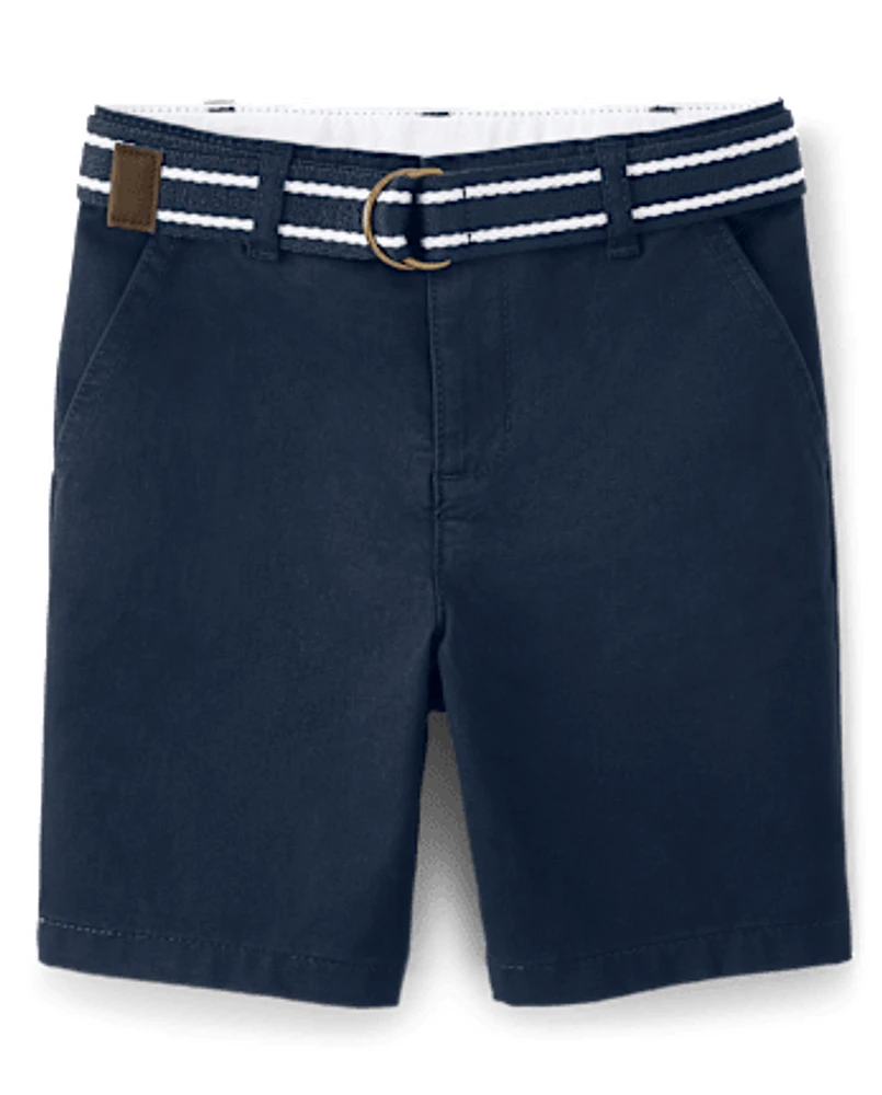 Boys Stain and Wrinkle-Resistant Belted Chino Shorts