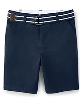 Boys Stain and Wrinkle-Resistant Belted Chino Shorts
