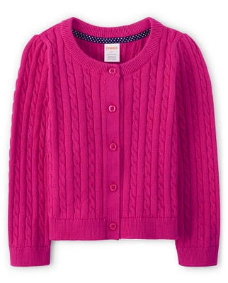 Girls Cable Knit Cardigan