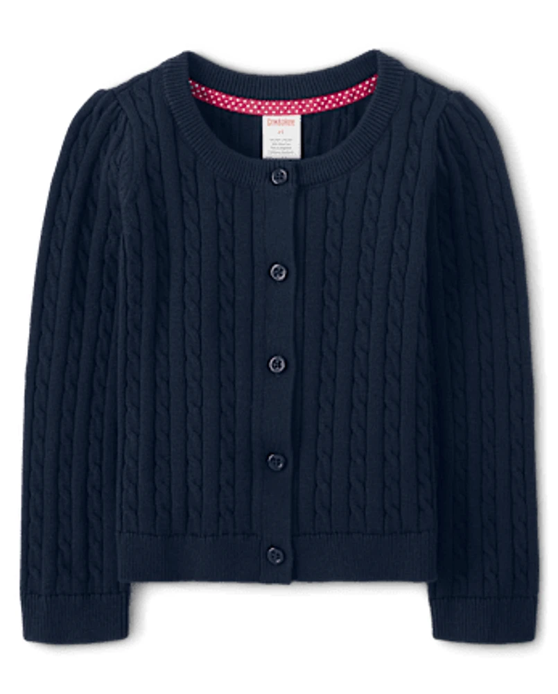 Girls Cable Knit Cardigan