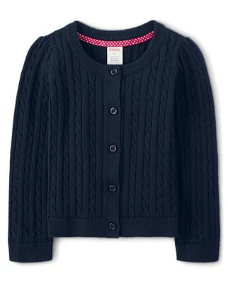 Girls Cable Knit Cardigan