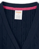 Cardigan long en tricot torsadé pour filles - Uniforme