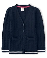 Girls Cable Knit Long Cardigan - Uniform