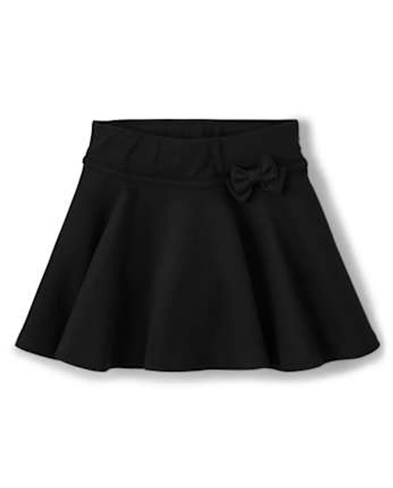 Jupe-short en ponte avec nœud pour fille - Uniforme