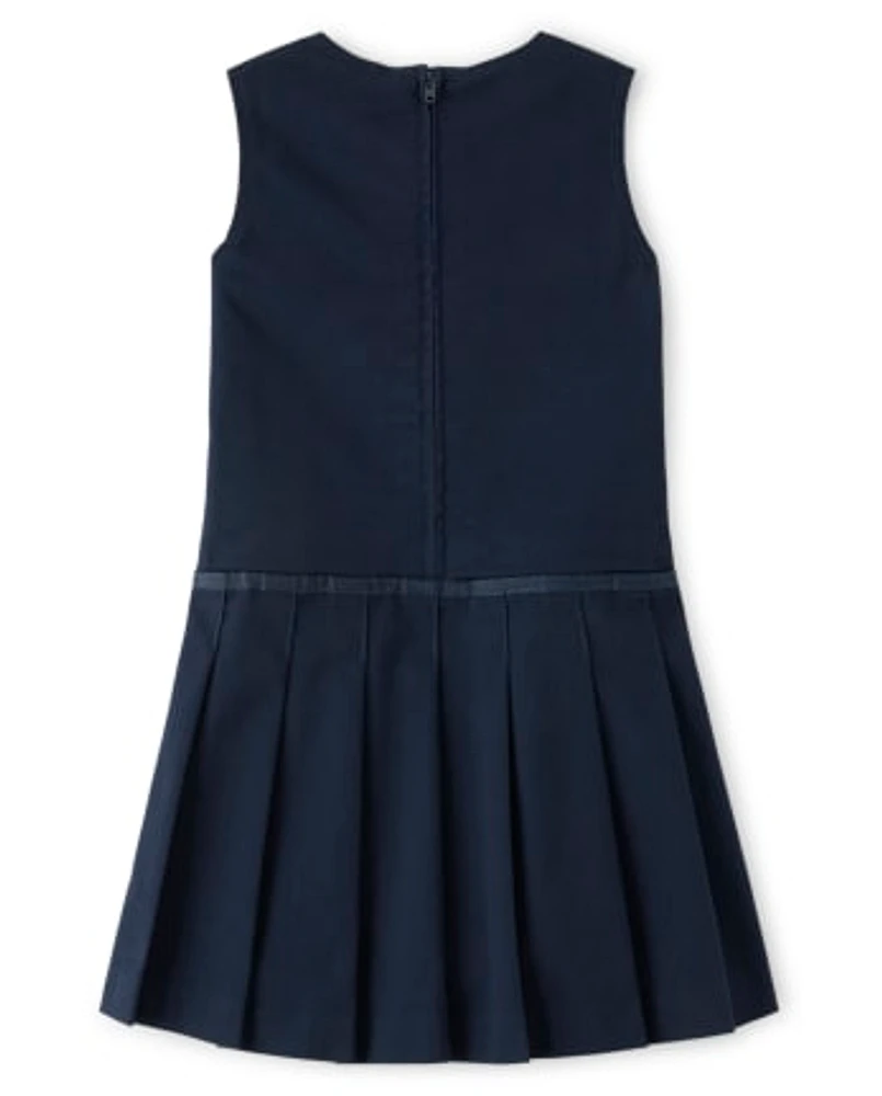 Girls Stain and Wrinkle-Resistant Pleated Jumper