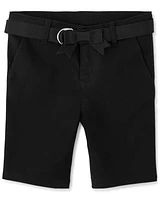 Girls Stain and Wrinkle-Resistant Belted Chino Shorts - Uniform