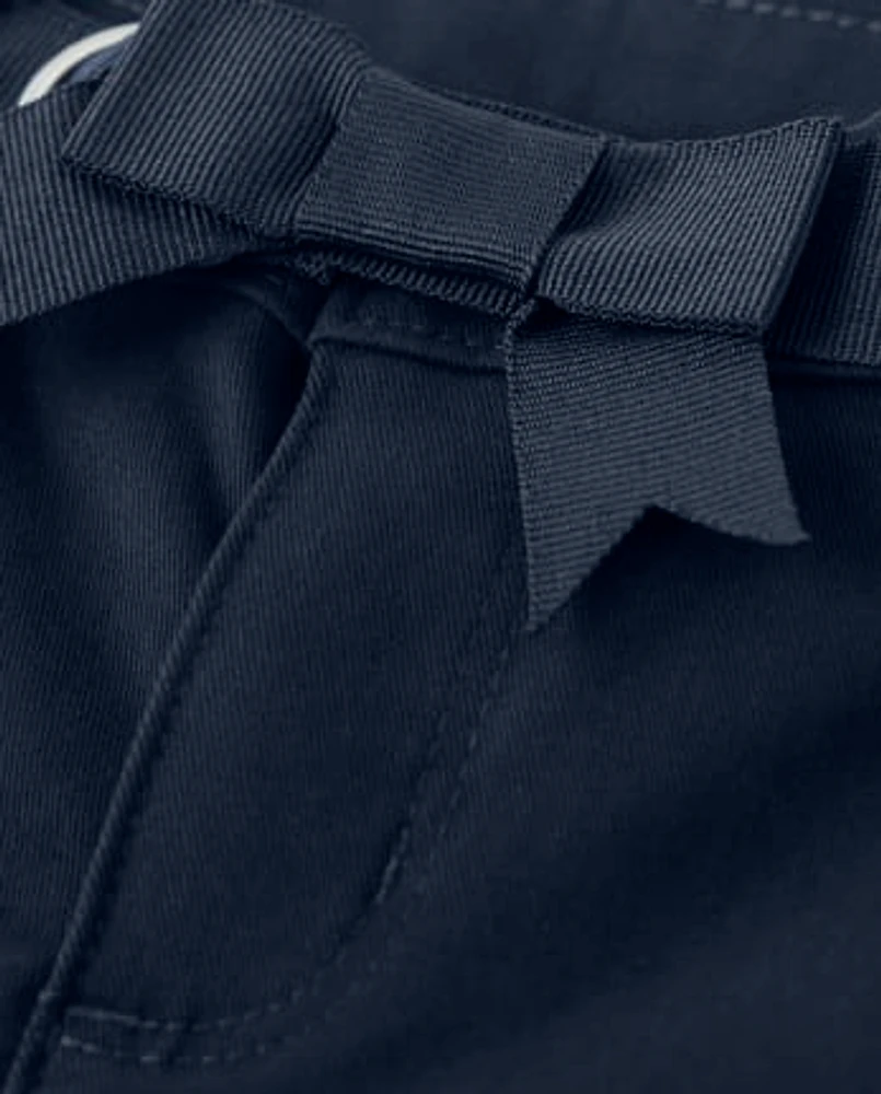 Girls Stain and Wrinkle-Resistant Belted Chino Shorts - Uniform