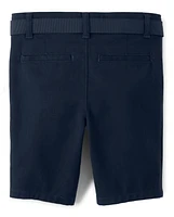 Girls Stain and Wrinkle-Resistant Belted Chino Shorts - Uniform