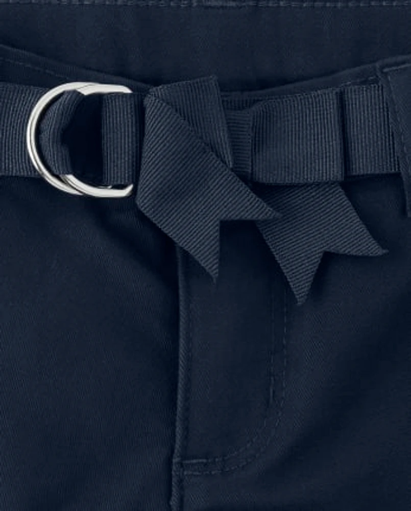 Girls Stain and Wrinkle-Resistant Belted Chino Shorts - Uniform