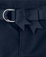 Girls Stain and Wrinkle-Resistant Belted Chino Shorts - Uniform