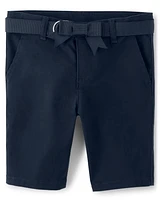 Girls Stain and Wrinkle-Resistant Belted Chino Shorts - Uniform