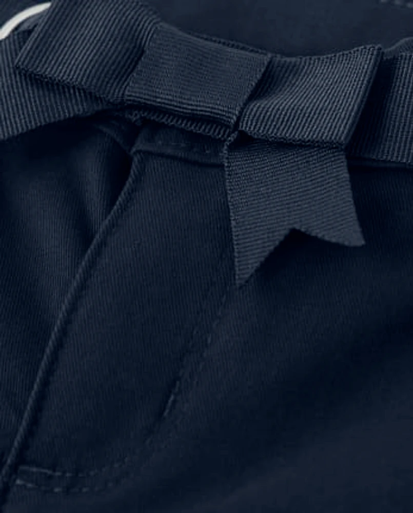 Girls Stain and Wrinkle-Resistant Belted Chino Pants