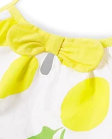 Girls Lemon Halter Dress - Citrus & Sunshine