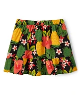 Girls Pineapple Ruffle Skort - Punch