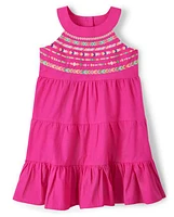 Girls Embroidered Tiered Dress - Music Festival