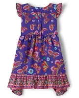 Girls Butterfly Hanky Hem Dress - Music Festival