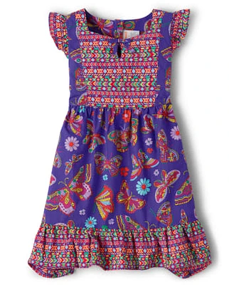 Girls Butterfly Hanky Hem Dress - Music Festival