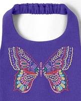 Girls Embroidered Butterfly Halter Top - Music Festival