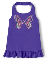 Girls Embroidered Butterfly Halter Top - Music Festival