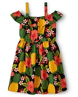 Robe à épaules dénudées Fille Pineapple - Punch l'ananas